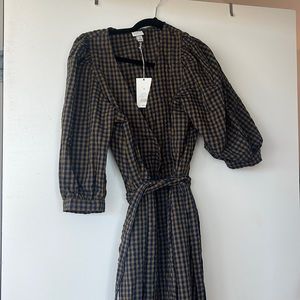 Target - A New Day - gingham wrap dress green / blue print. New with tags